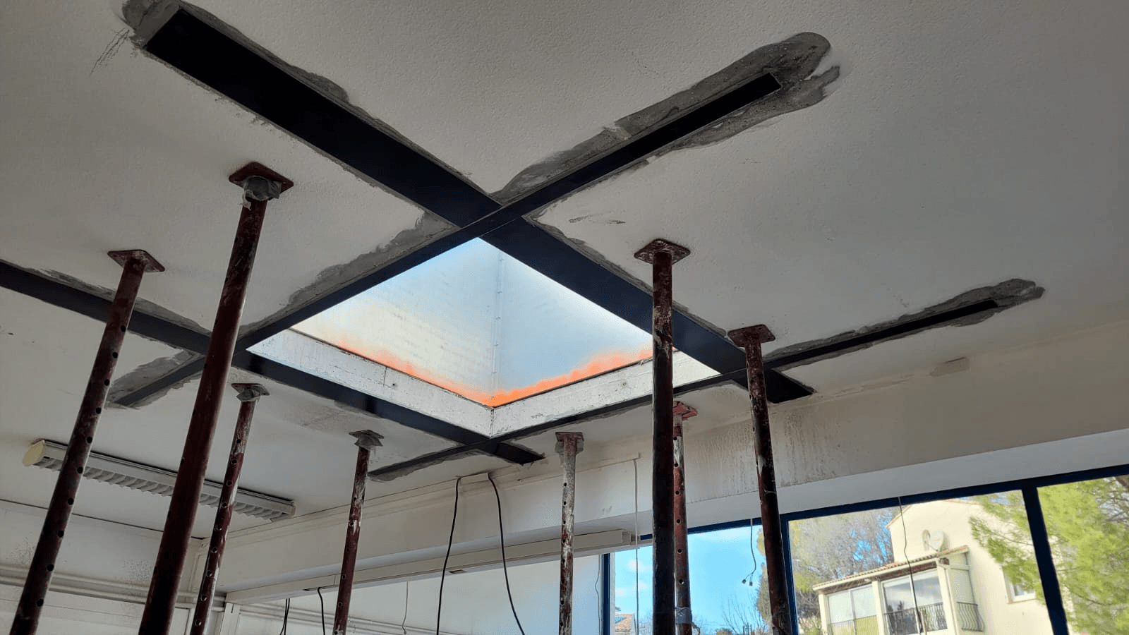 renforcement plat carbone collé